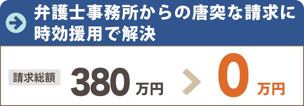 弁護士事務所からの唐突な請求に時効援用で解決